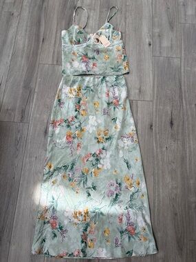 NWT Good Luck Gem Floral Midi Skirt Tank Top Set Size M